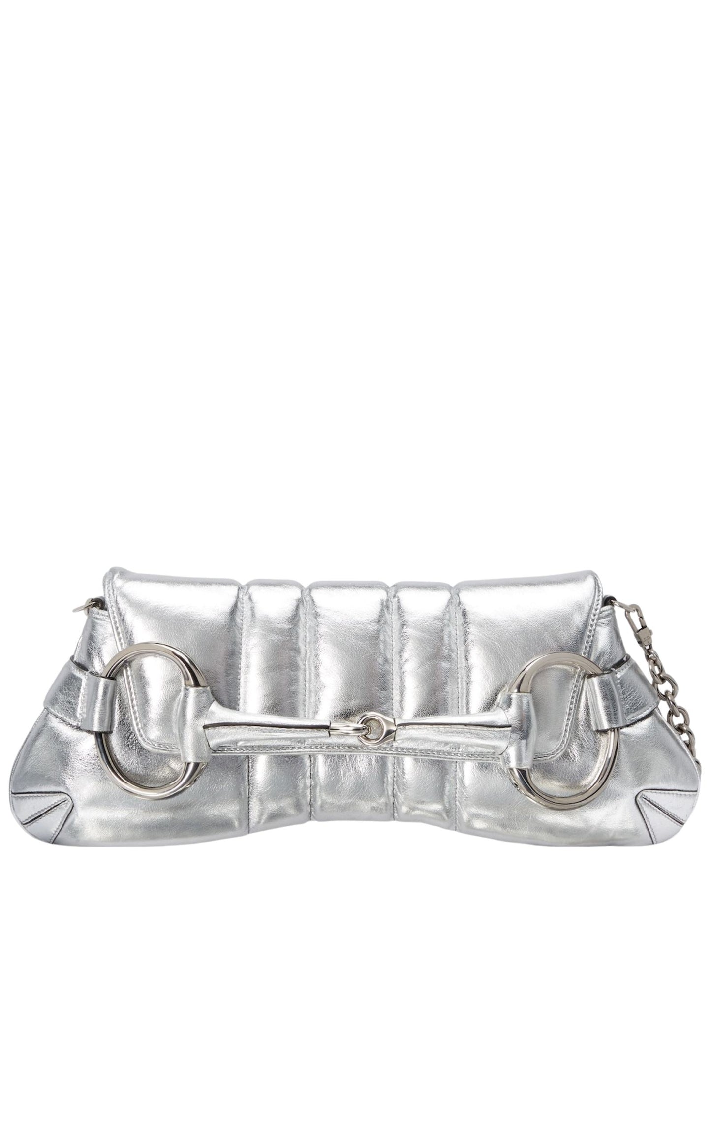 Gucci Silver Horsebit Chain Medium Shoulder Bag