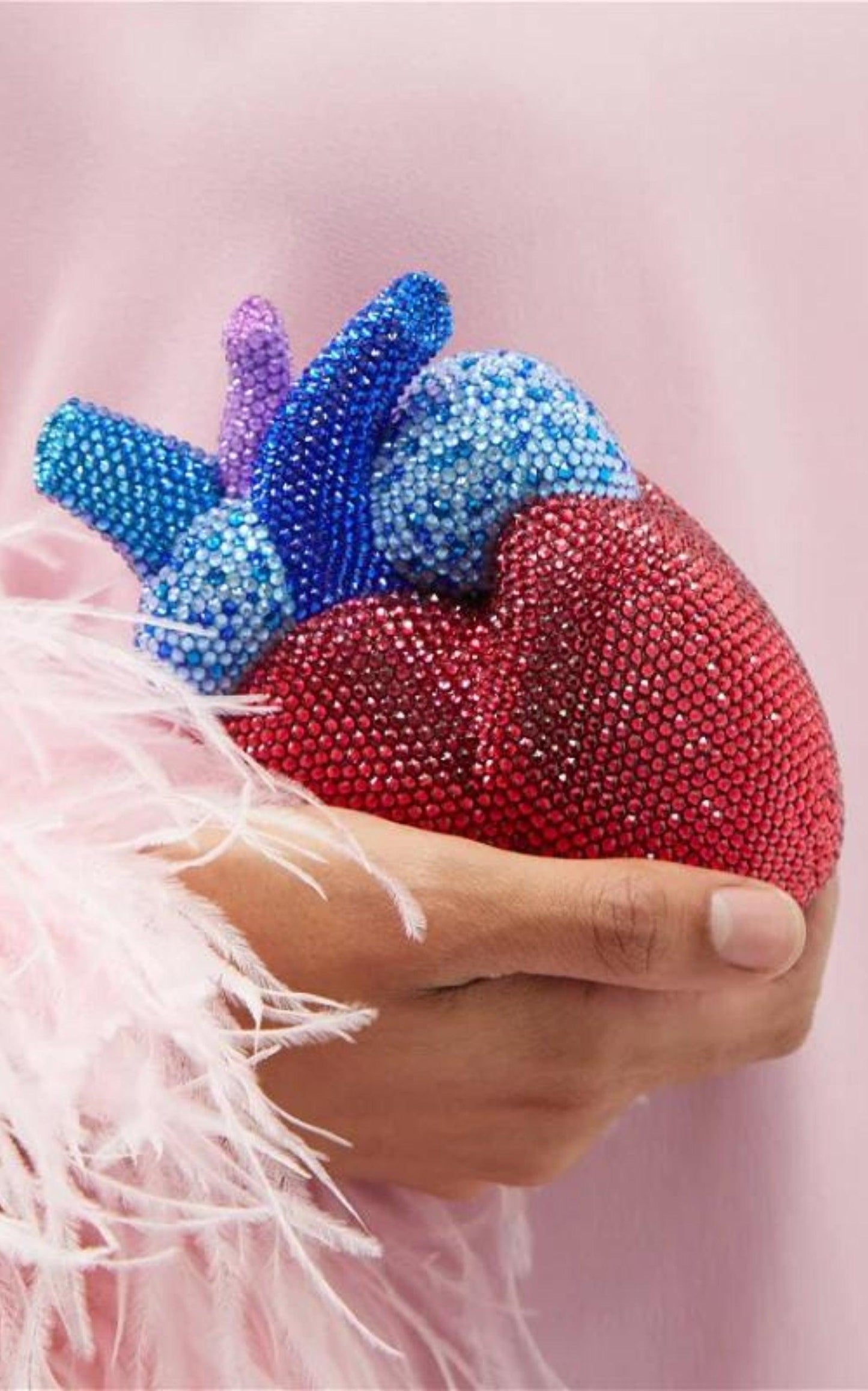 Broadway Heart Crystal-Embellished Clutch Bag