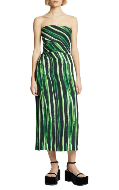 Proenza Schouler Painted Stripe Strapless Dress