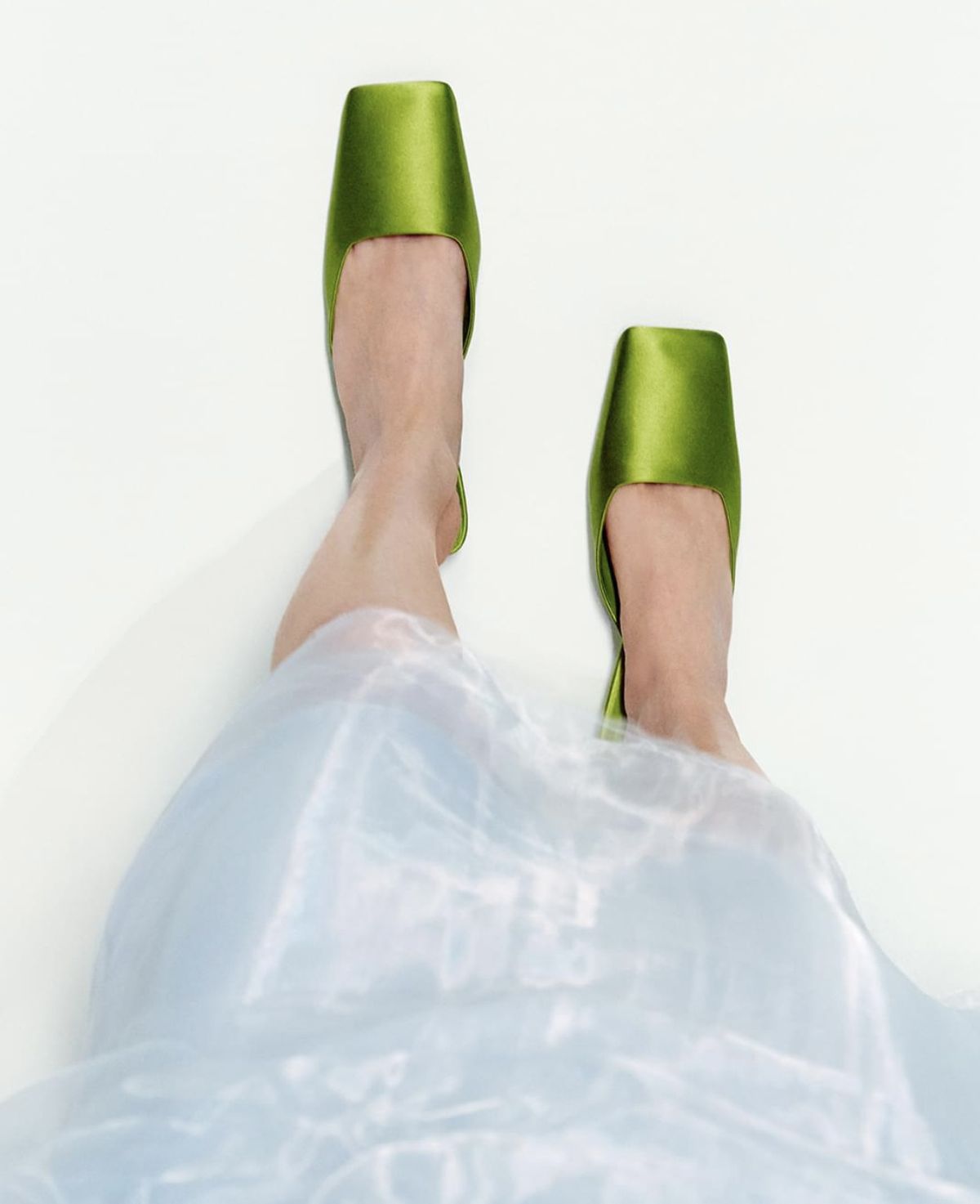 Green Satin Mules Loafers