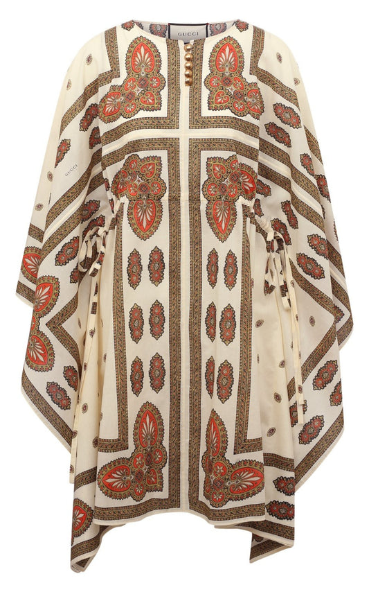 Midi-Kaftan-Kleid aus Baumwolle mit Blumenmuster