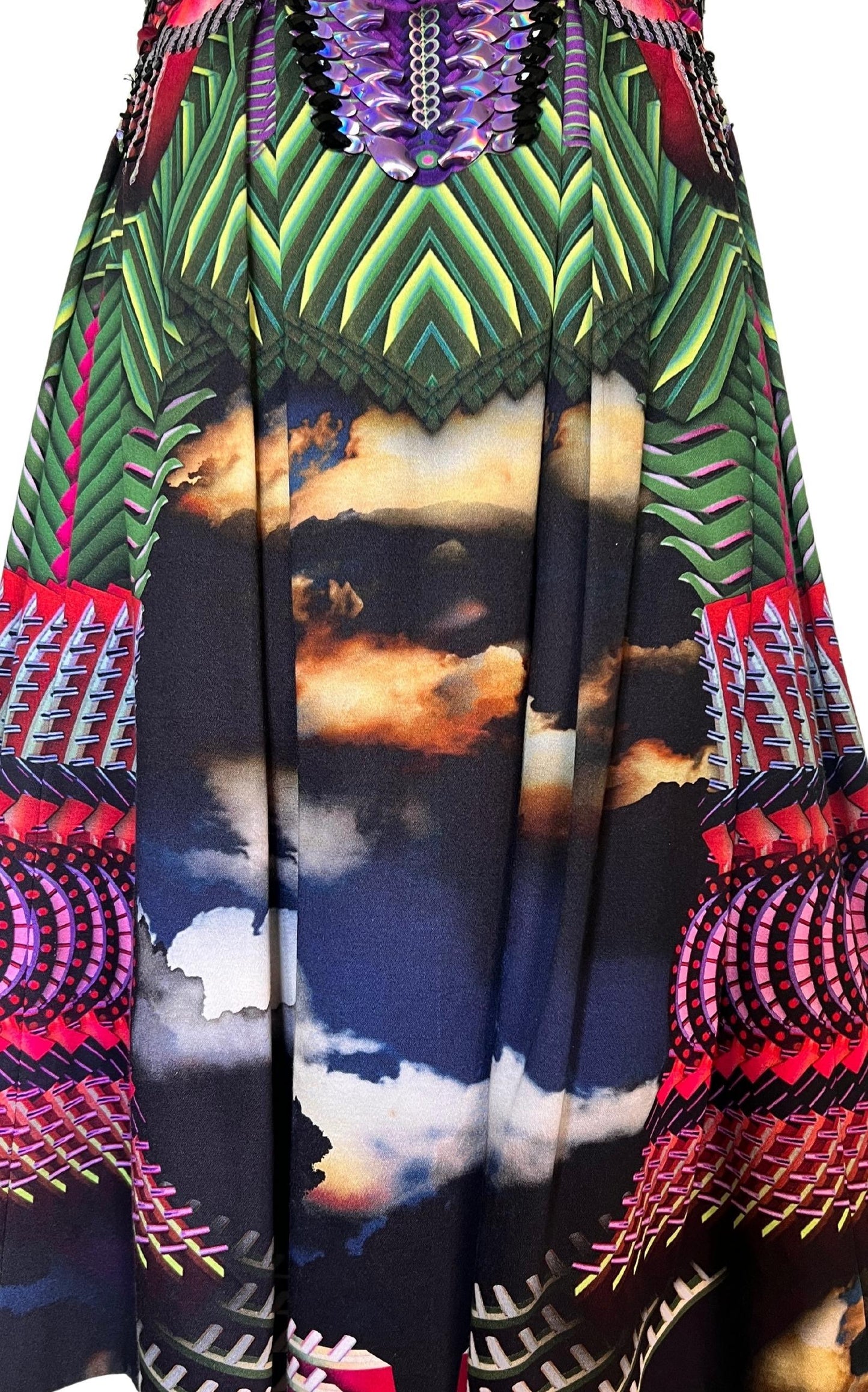 Kleid mit Wolken-Print aus Baumwolle