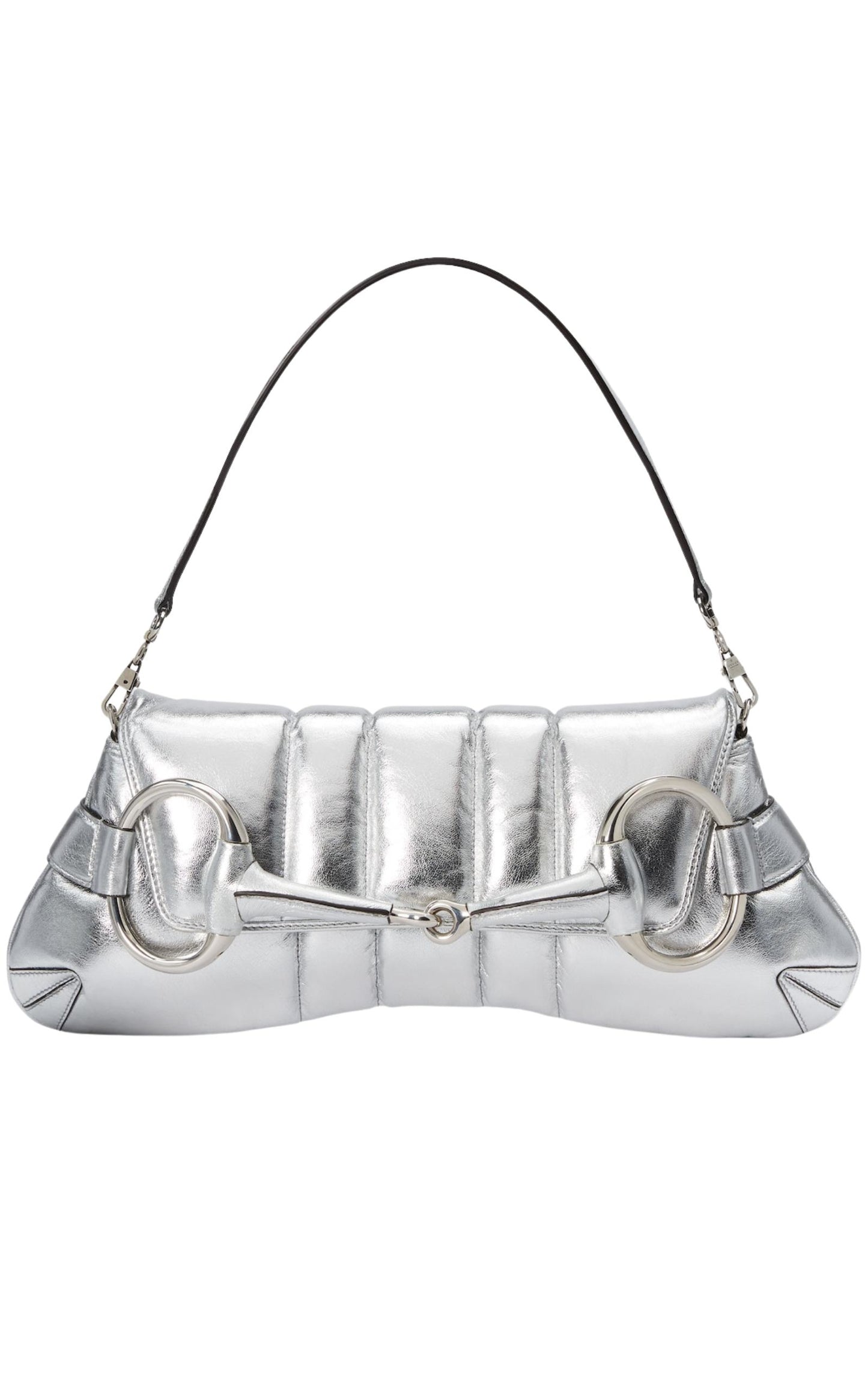 Gucci Silver Horsebit Chain Medium Shoulder Bag