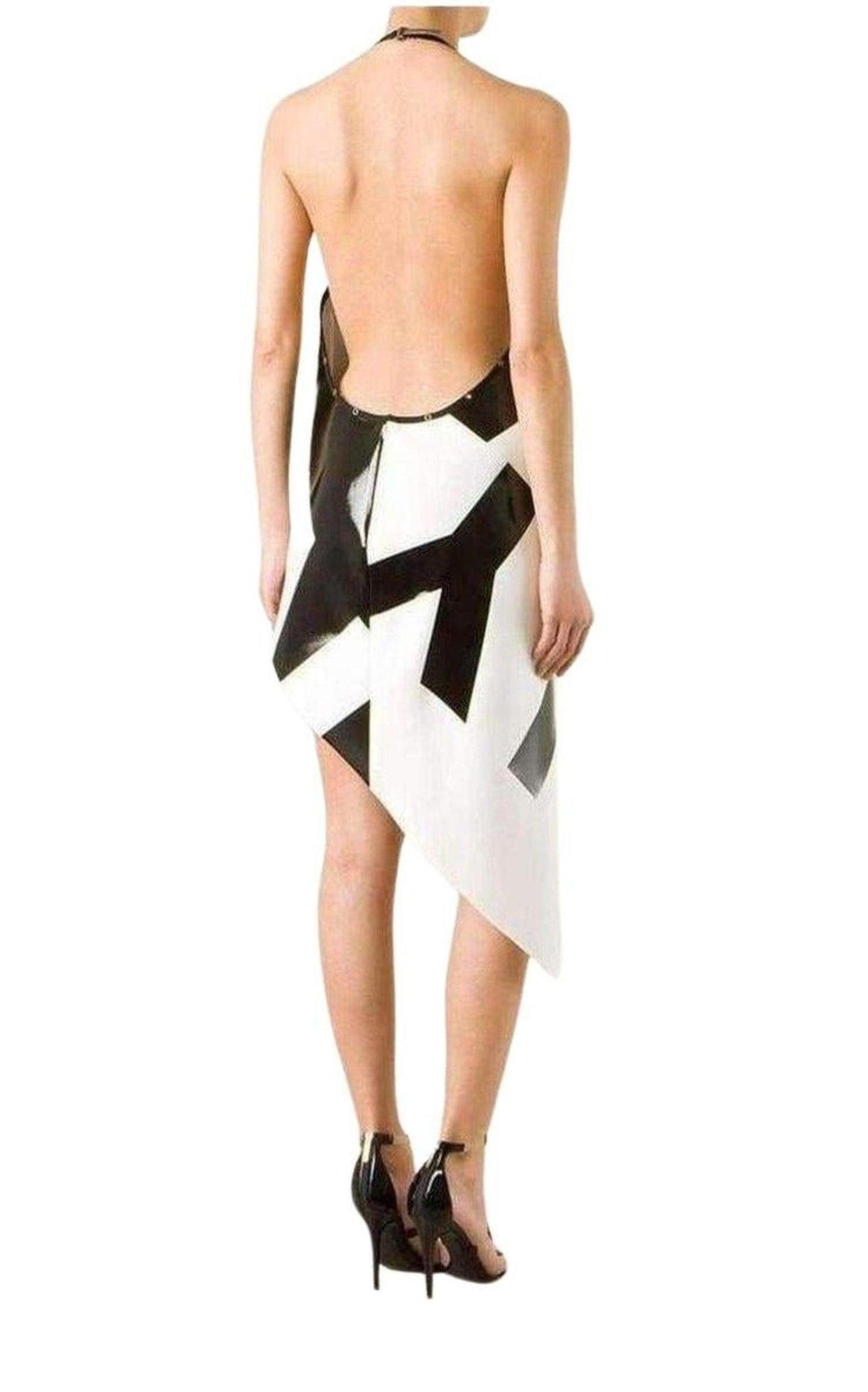 Anthony VaccarelloAsymmetrical Coated Crepe Dress - Runway Catalog