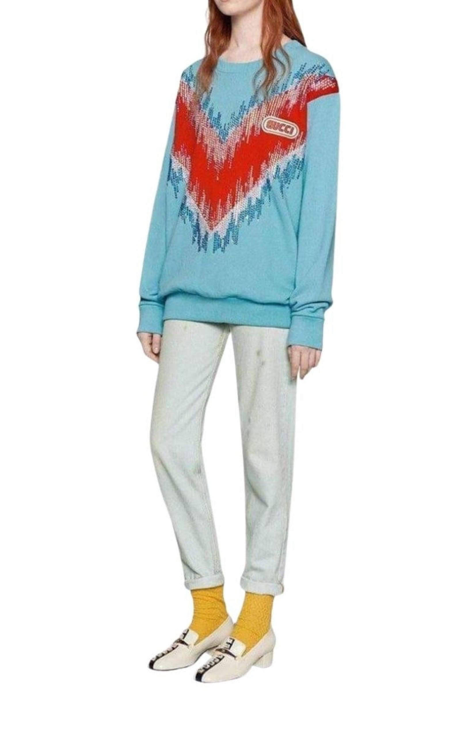  GucciBead Embroidered Cotton Sweatshirt - Runway Catalog
