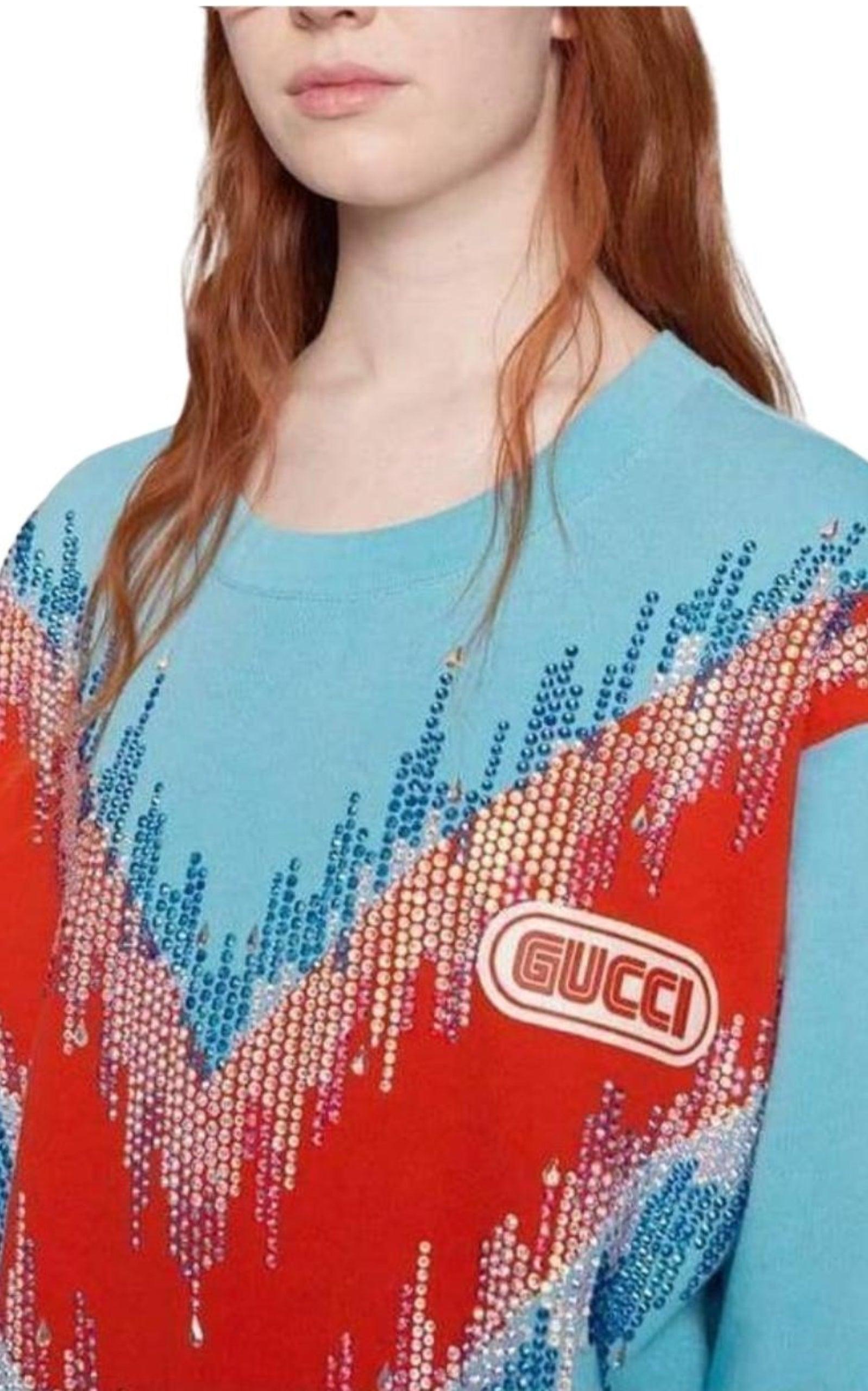 GucciBead Embroidered Cotton Sweatshirt - Runway Catalog