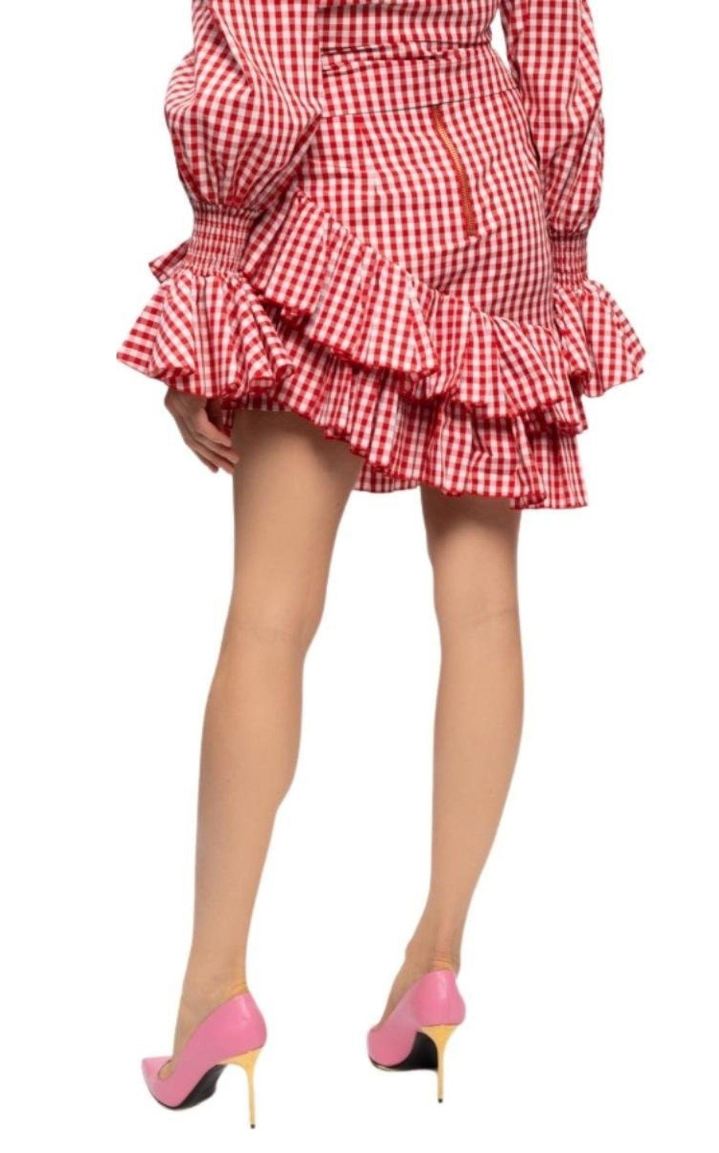  BalmainBelted Ruffled Plaid Mini Skirt - Runway Catalog