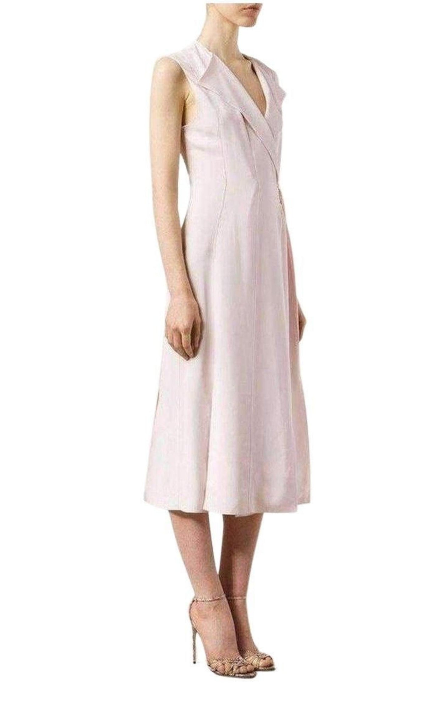  Nina RicciBelted Wrap Pink Silk Blend Dress - Runway Catalog