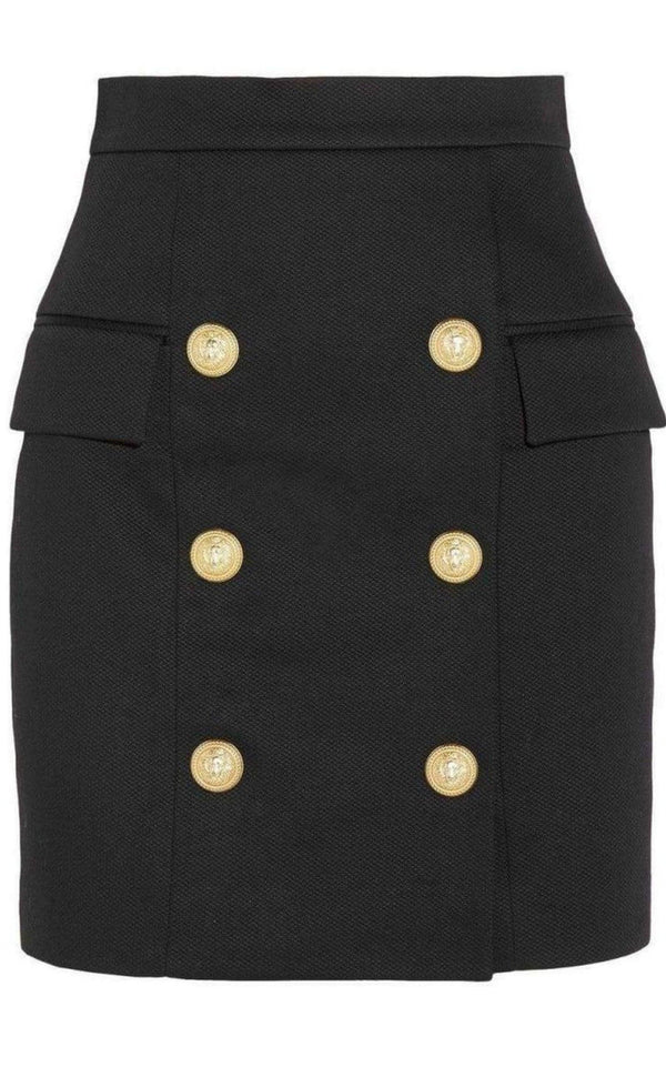 Balmain Black Buttoned Mini Skirt | Runway Catalog
