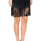  Barbara BuiBlack Leather Fringe Skirt - Runway Catalog