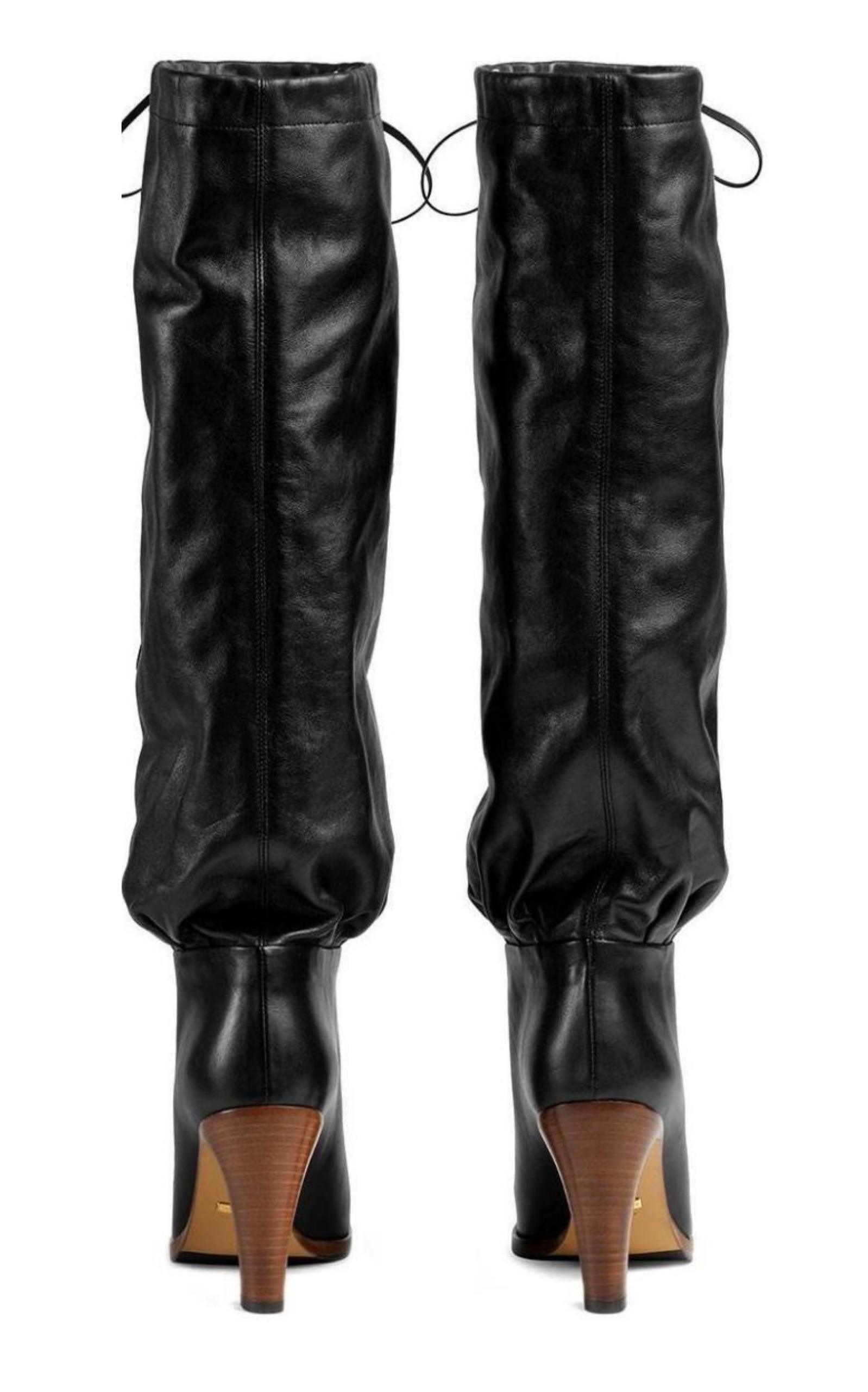  GucciBlack Leather Mid-heel Boot - Runway Catalog
