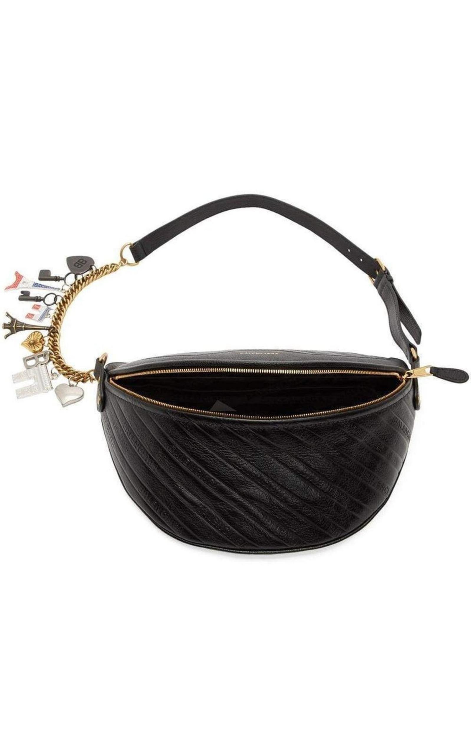 Balenciaga Black Leather Souvenir Belt Bag