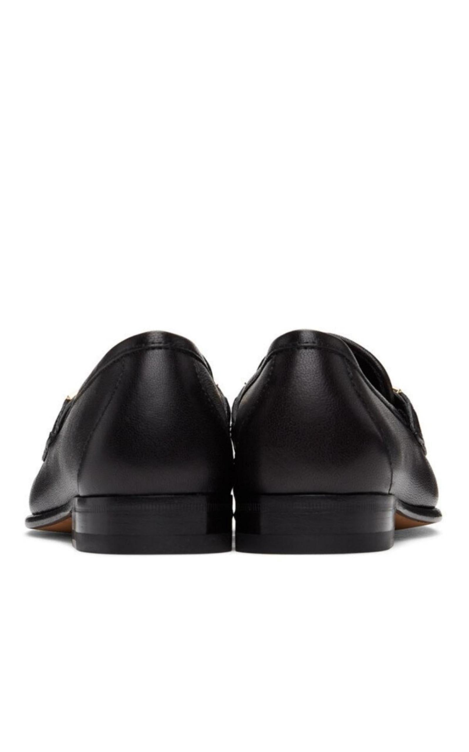  GucciBlack Leather Sylvie Chain Loafers - Runway Catalog