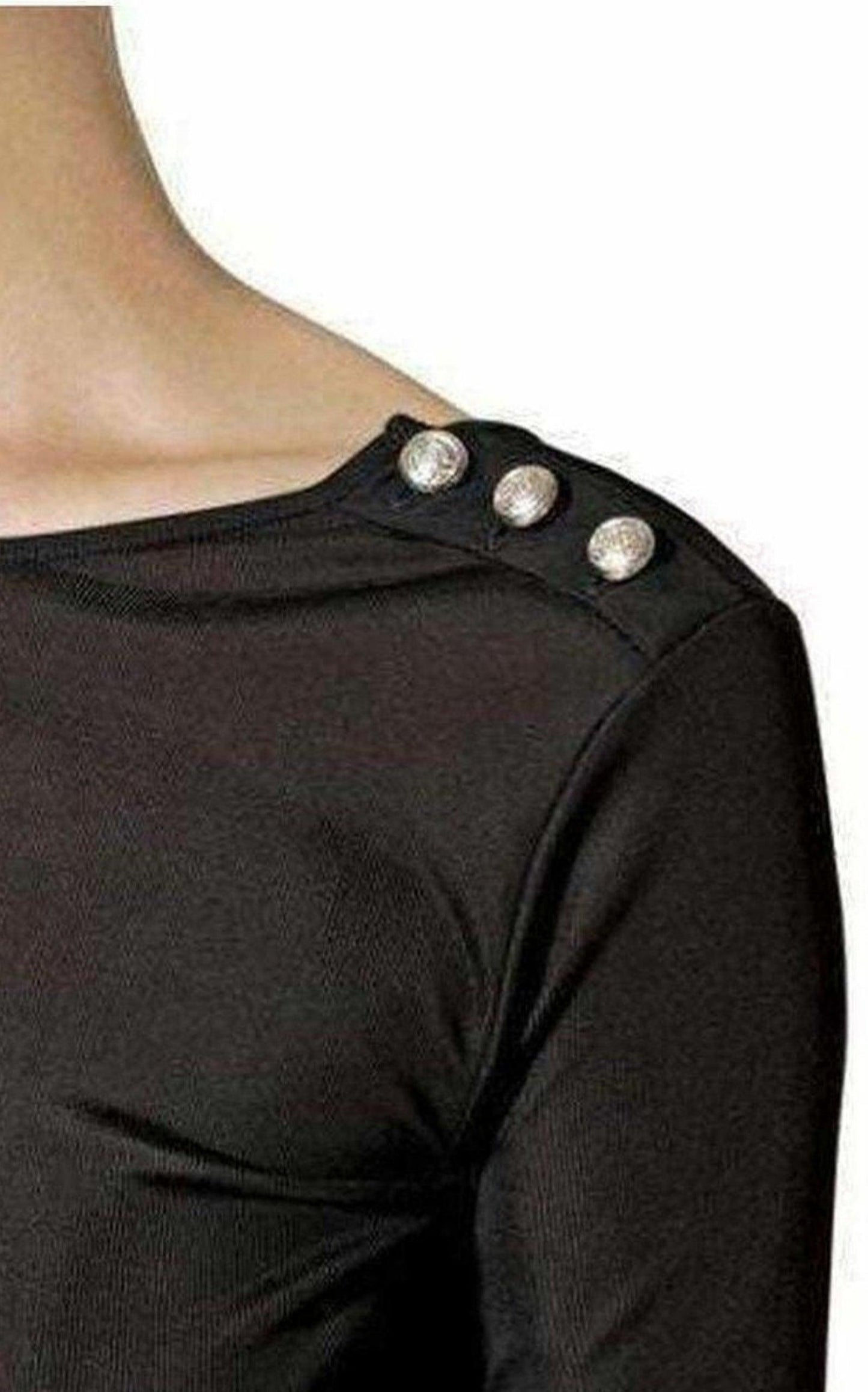  BalmainBlack Long Sleeve Open Back Cotton Blend Top - Runway Catalog
