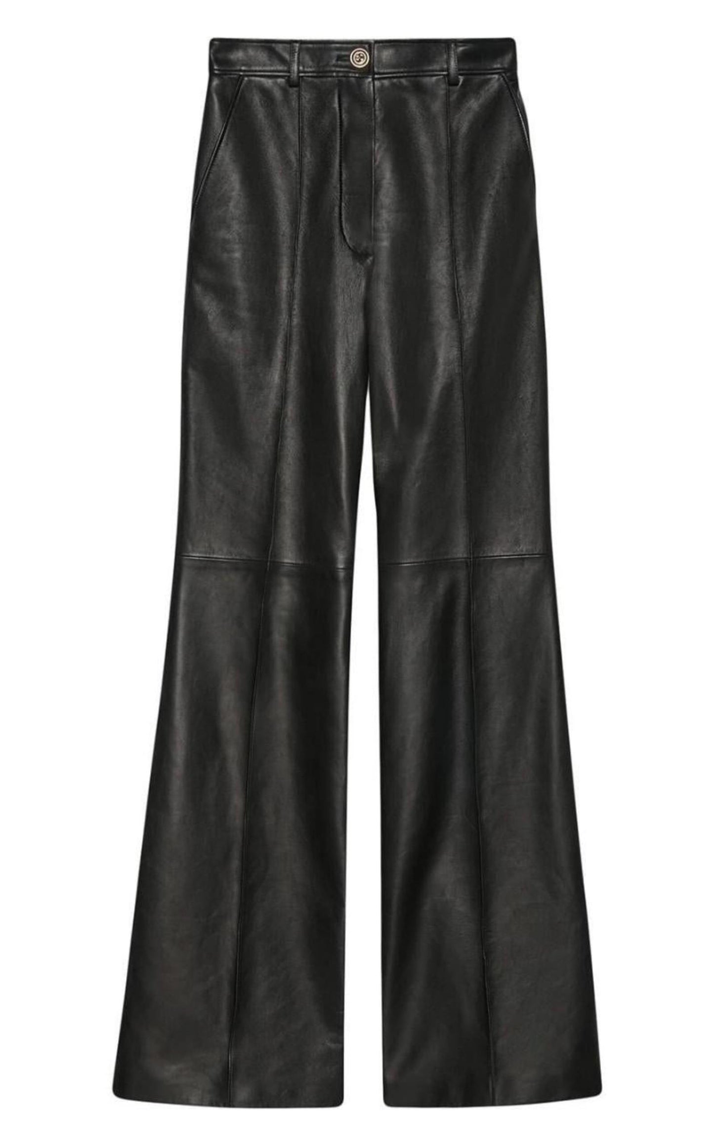  GucciBlack Plonge Leather Flare Trousers - Runway Catalog