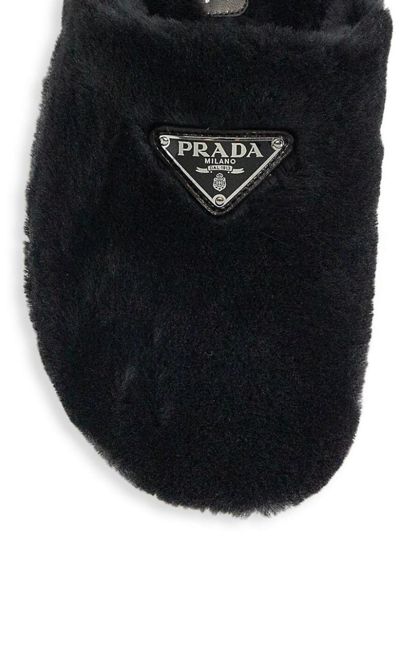  PradaBlack Shearling Slippers - Runway Catalog