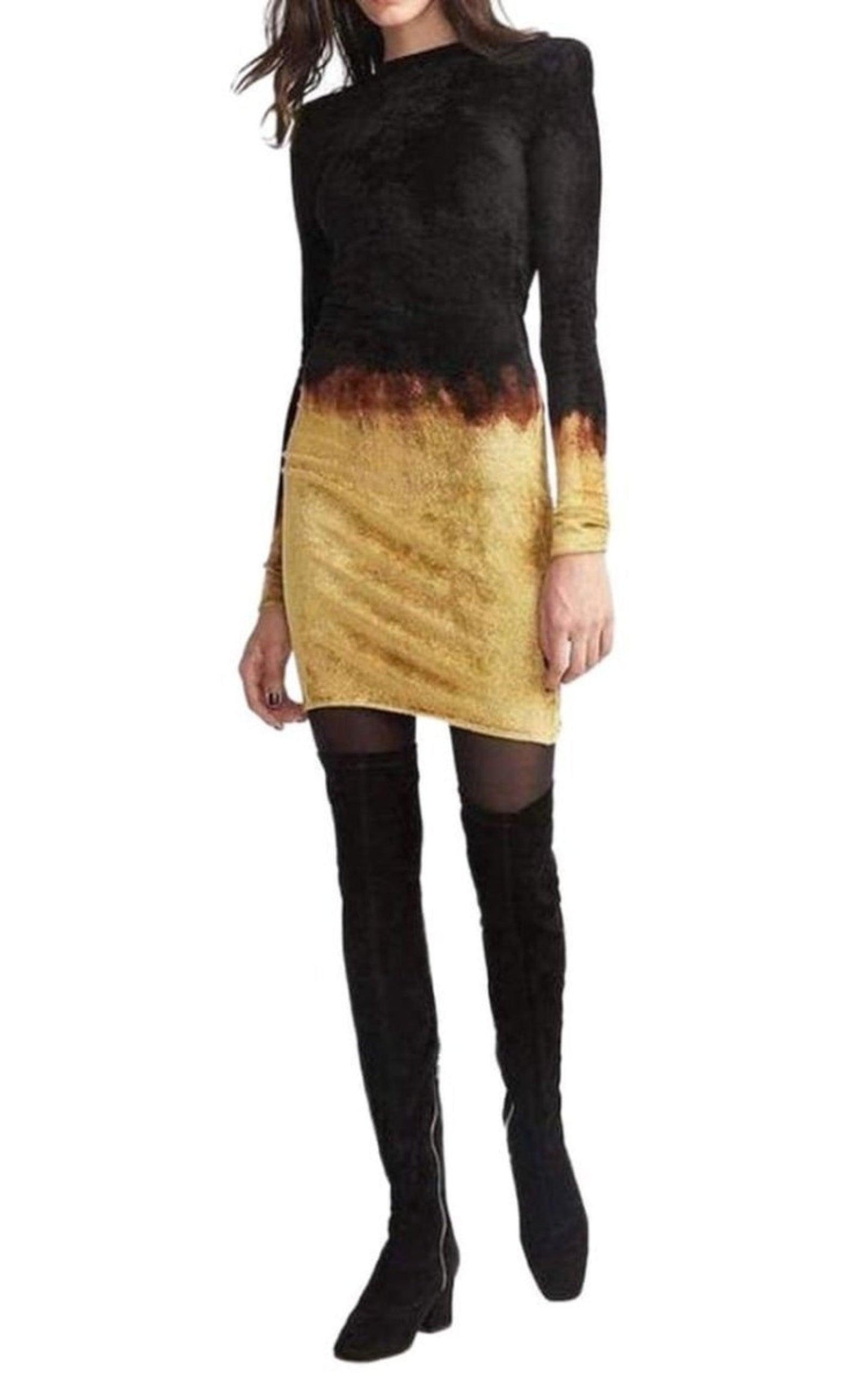  BalmainBlack Velvet Fire Dress - Runway Catalog