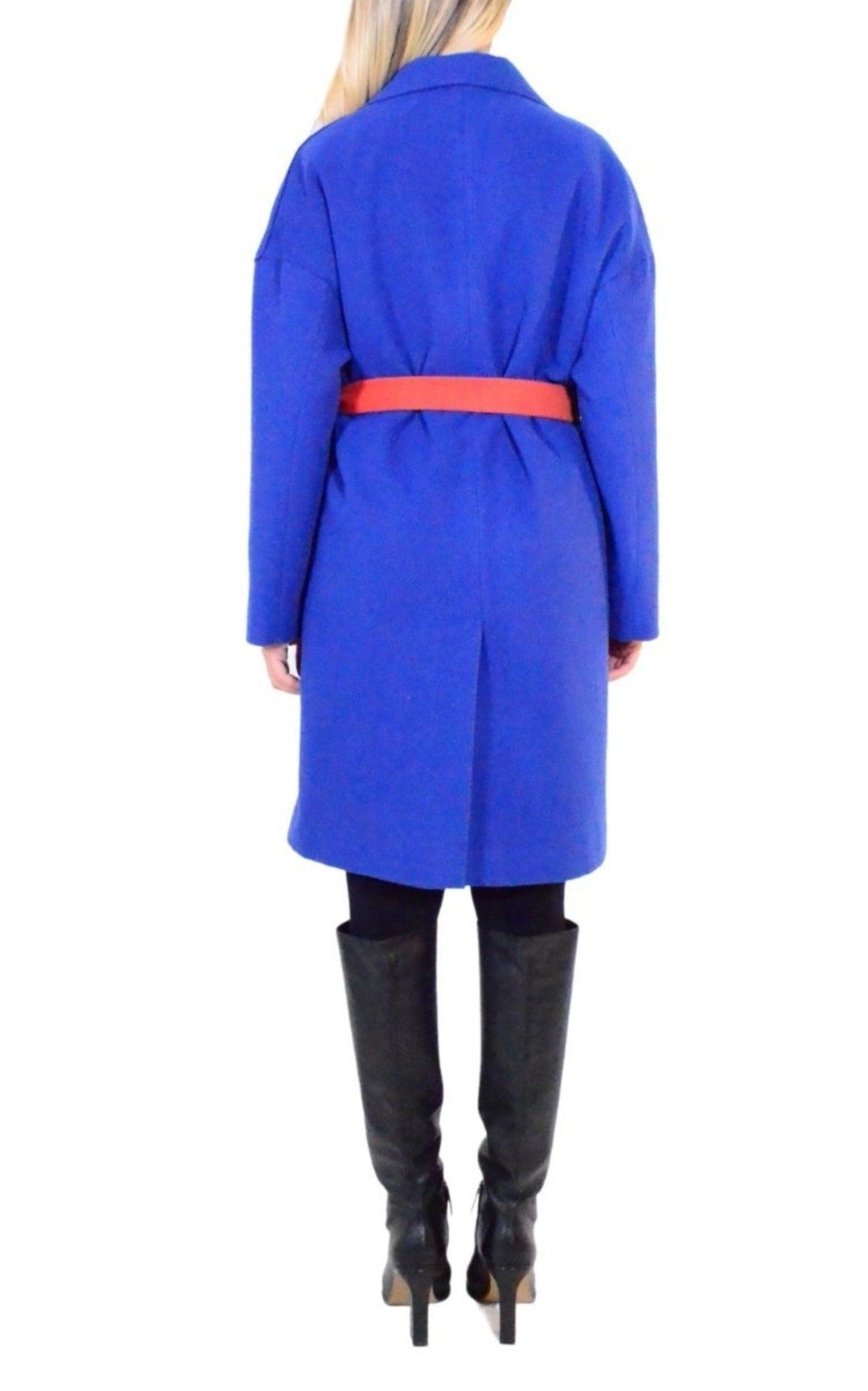  Cult ModaBlue Belted Wrap Trench Coat - Runway Catalog