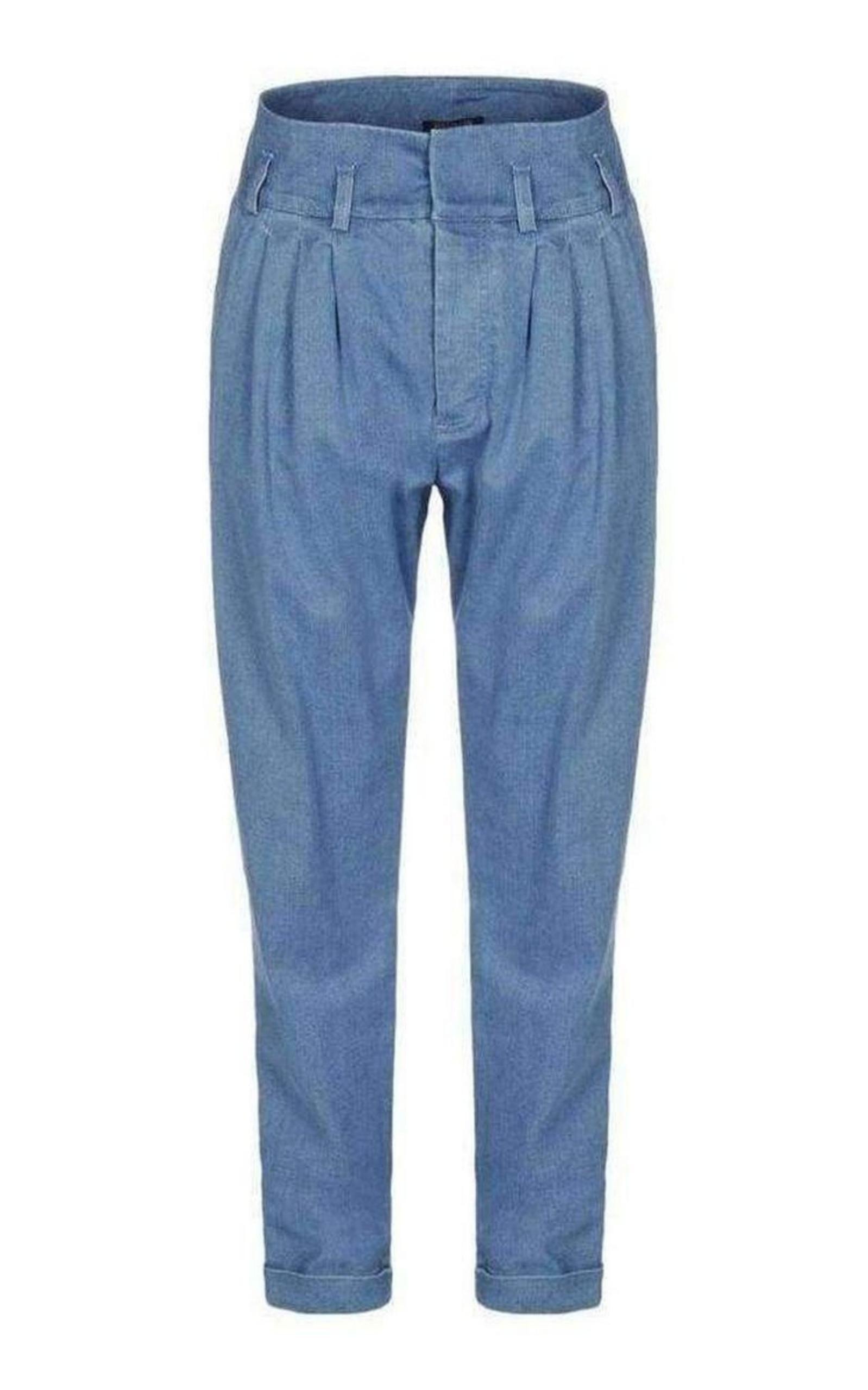 Balmain Blue Denim High Waist Pants | Runway Catalog