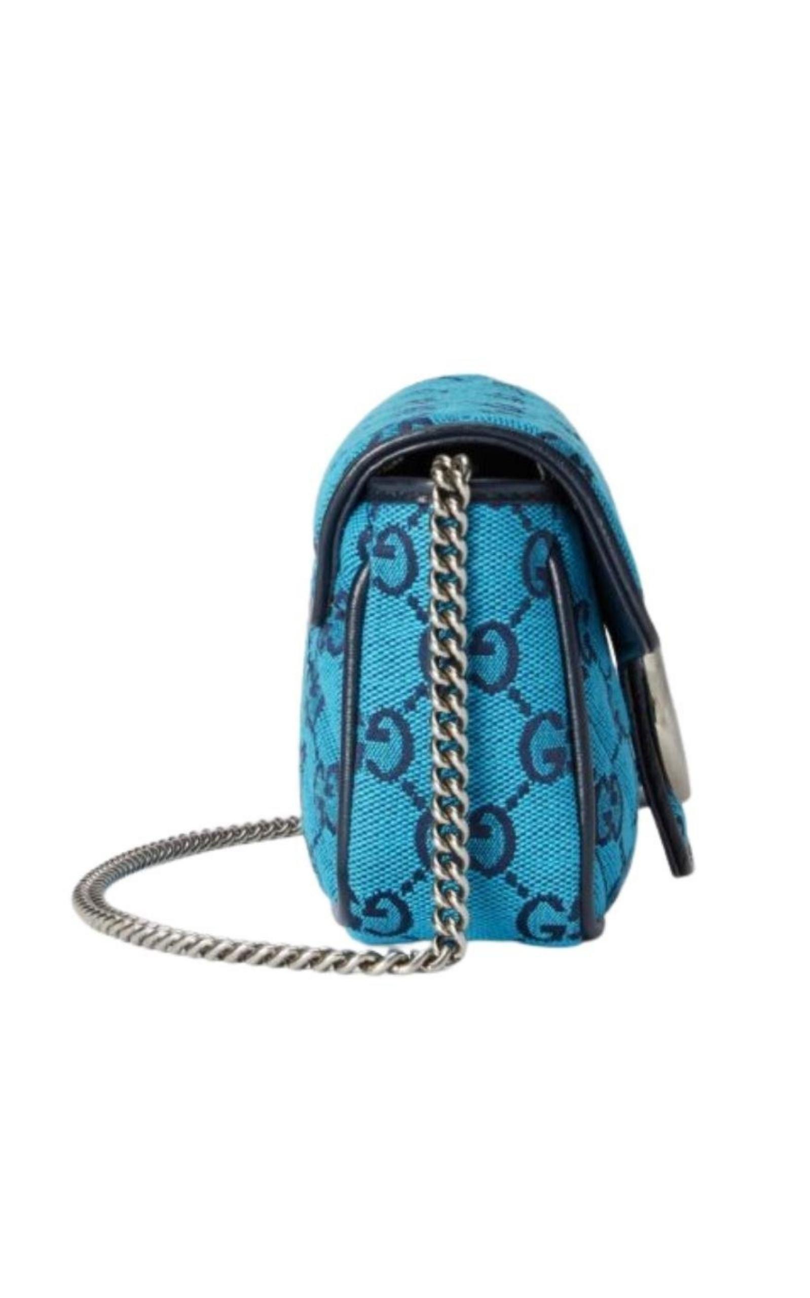 GUCCI GG Marmont Velvet Mini Shoulder Crossbody Bag Blue