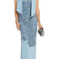  VersaceBlue Leather Cutout Lace Embellished Gown - Runway Catalog