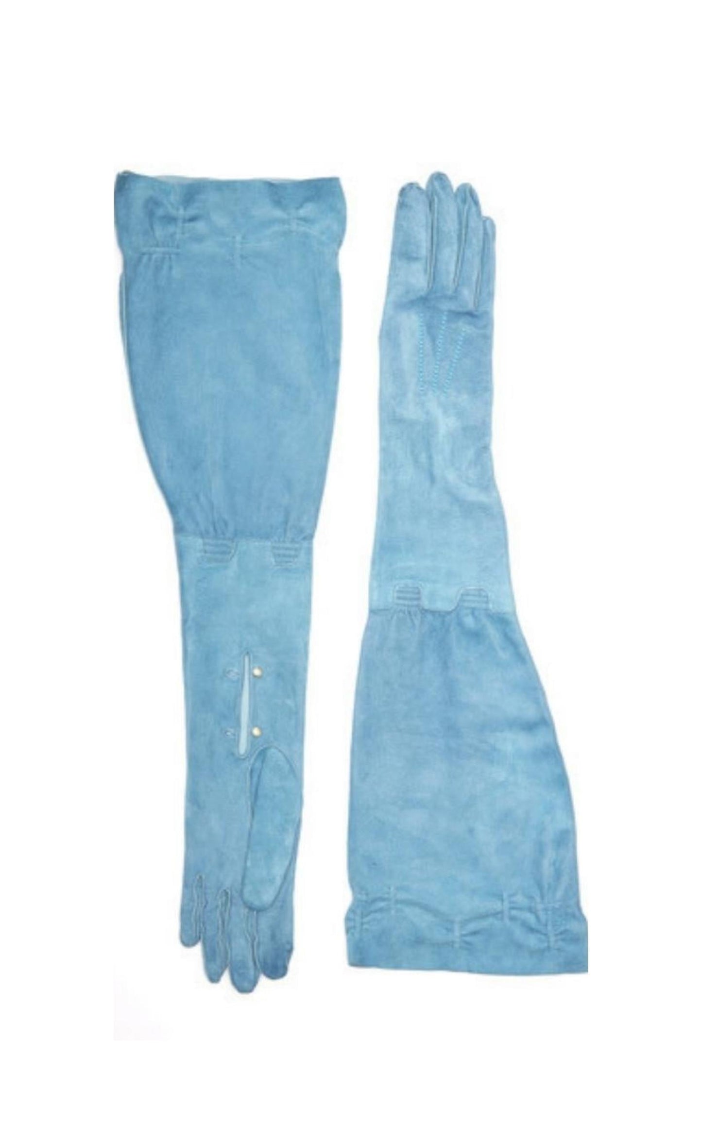 GucciBlue Suede Gloves with Giglio - Runway Catalog