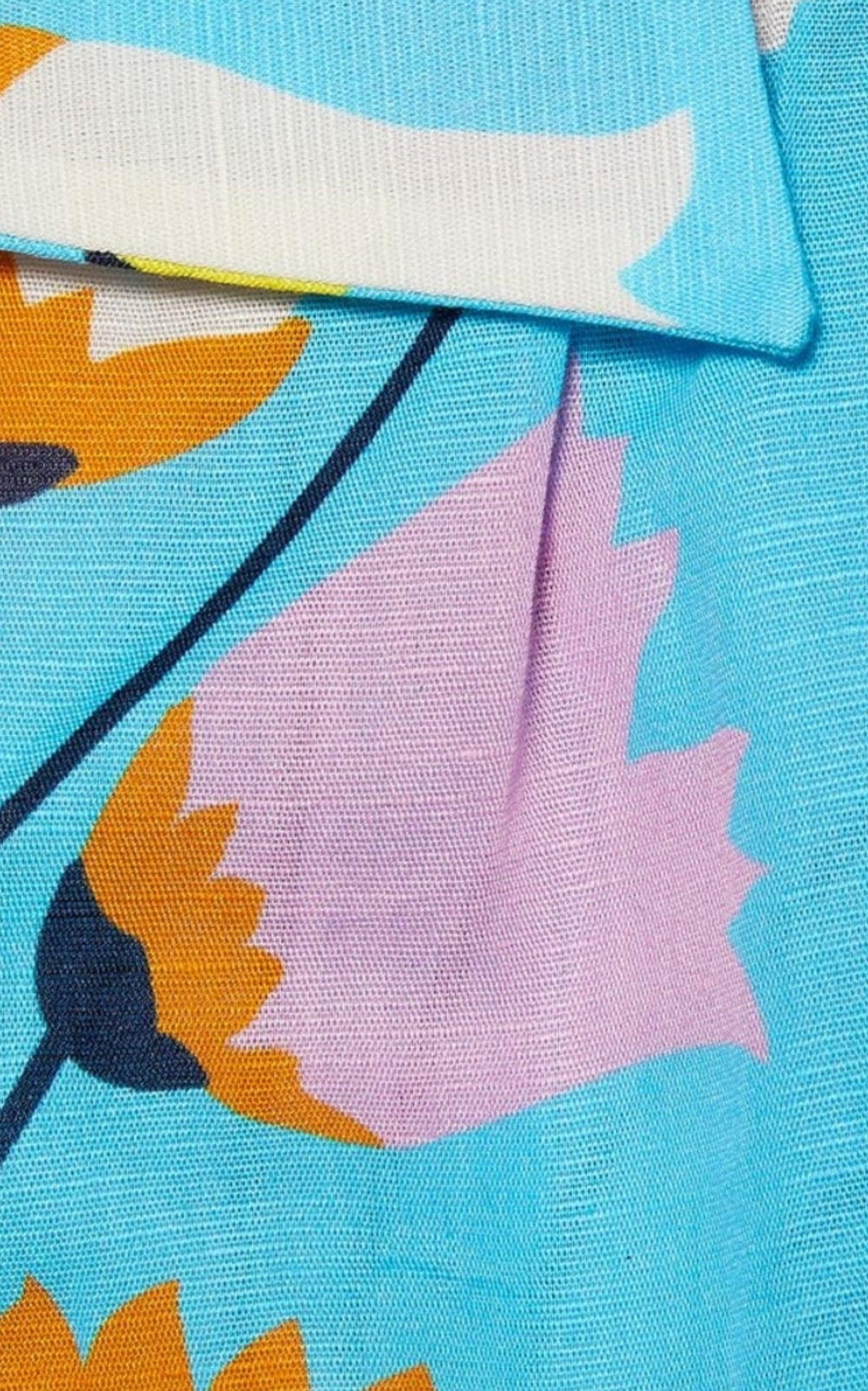  GucciBlue Tulip Print Pleated Dress - Runway Catalog
