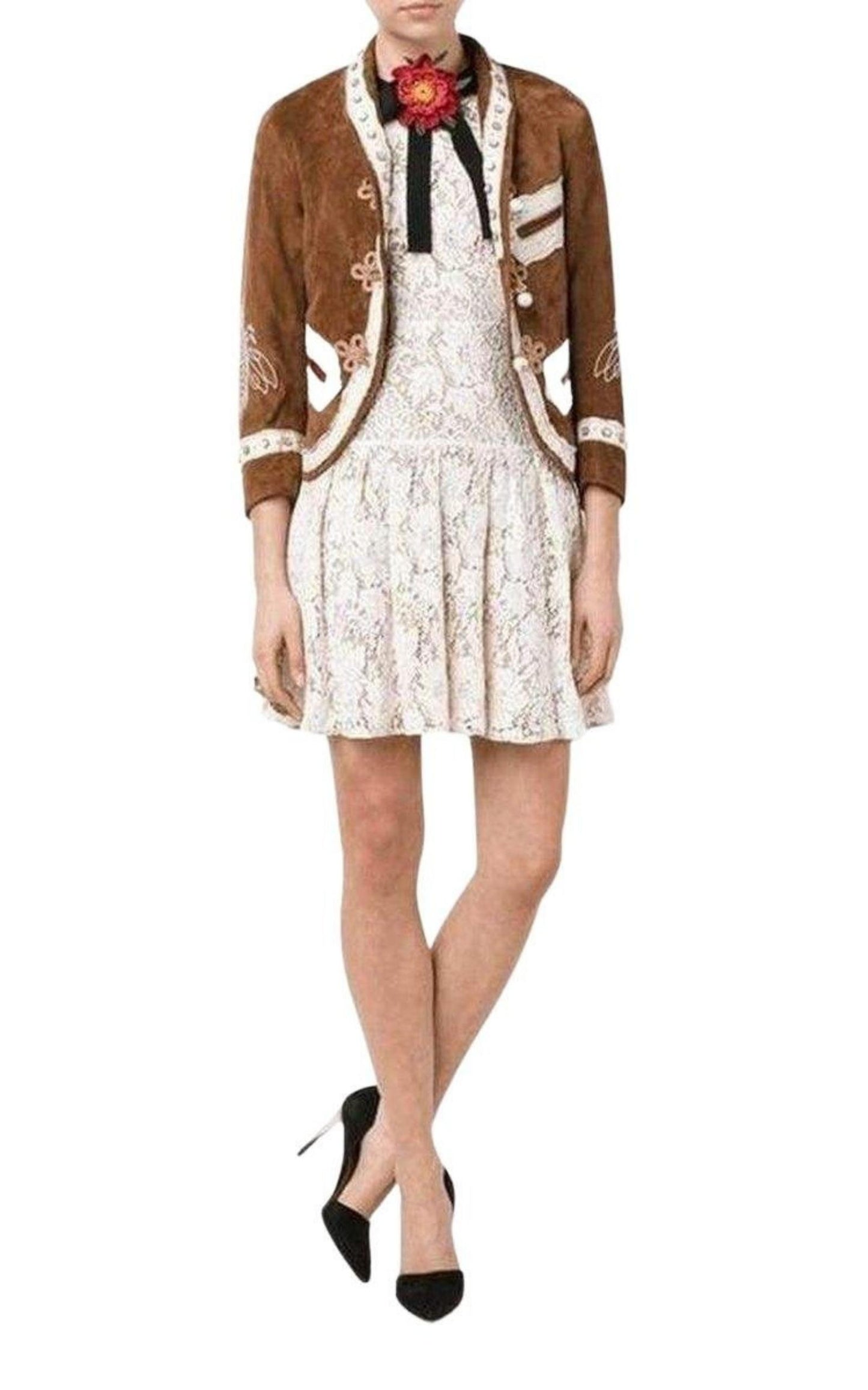  GucciBrown Suede Embroidered Jacket - Runway Catalog