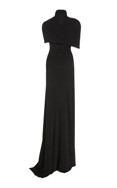 Black Brandon Maxwell Silk Cape Gown Size US 6 For Sale at 1stDibs