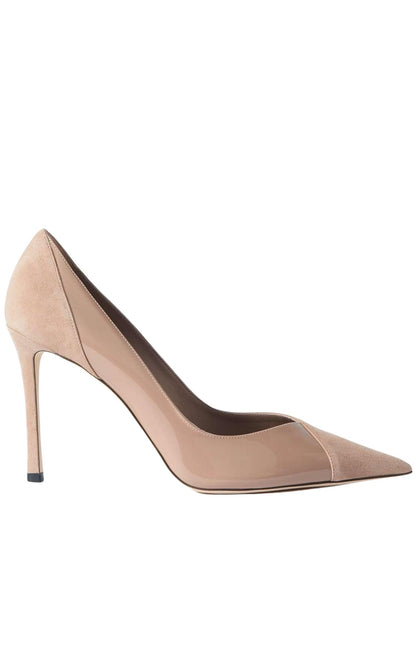  Jimmy ChooCass 95 Suede and Patent Leather Pumps - Runway Catalog