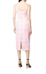  Alessandra RichChecked Tweed Midi Dress - Runway Catalog