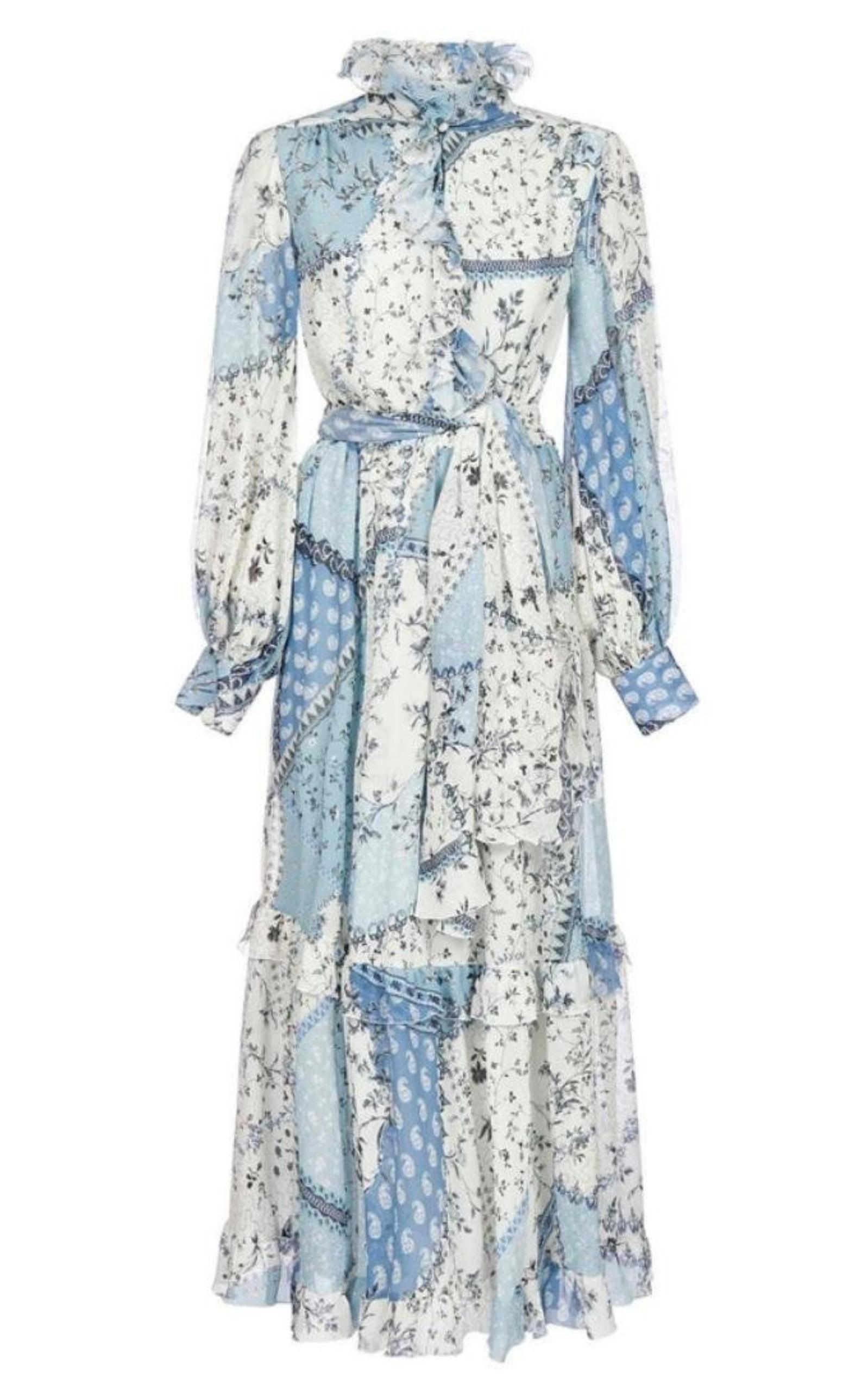  EtroChio Ruffled Floral-Print Silk-Chiffon Dress - Runway Catalog
