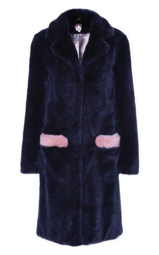 Claude Faux Fur Blue Pink Coat