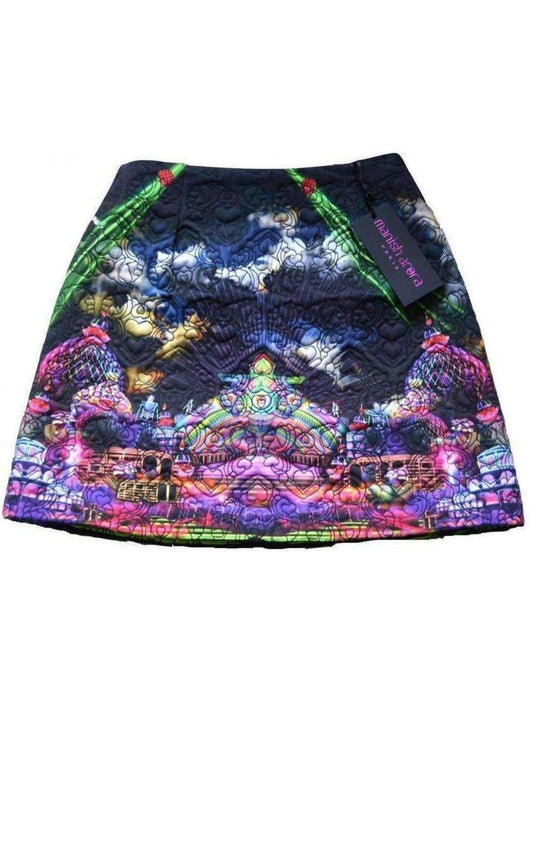Cloud Print Quilted Cotton Mini Skirt
