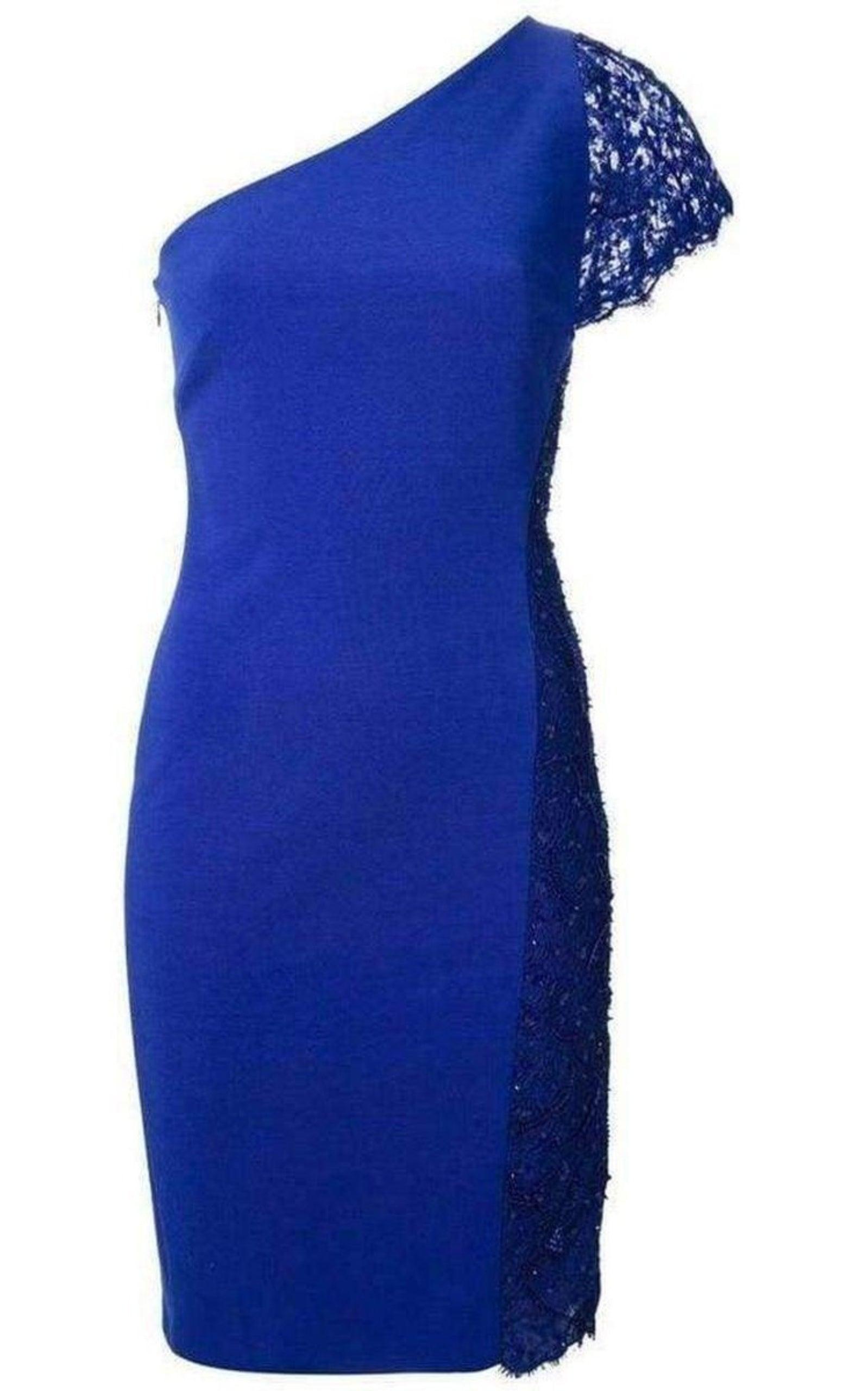  Emilio PucciCobalt Blue One Shoulder Silk Blend Dress - Runway Catalog