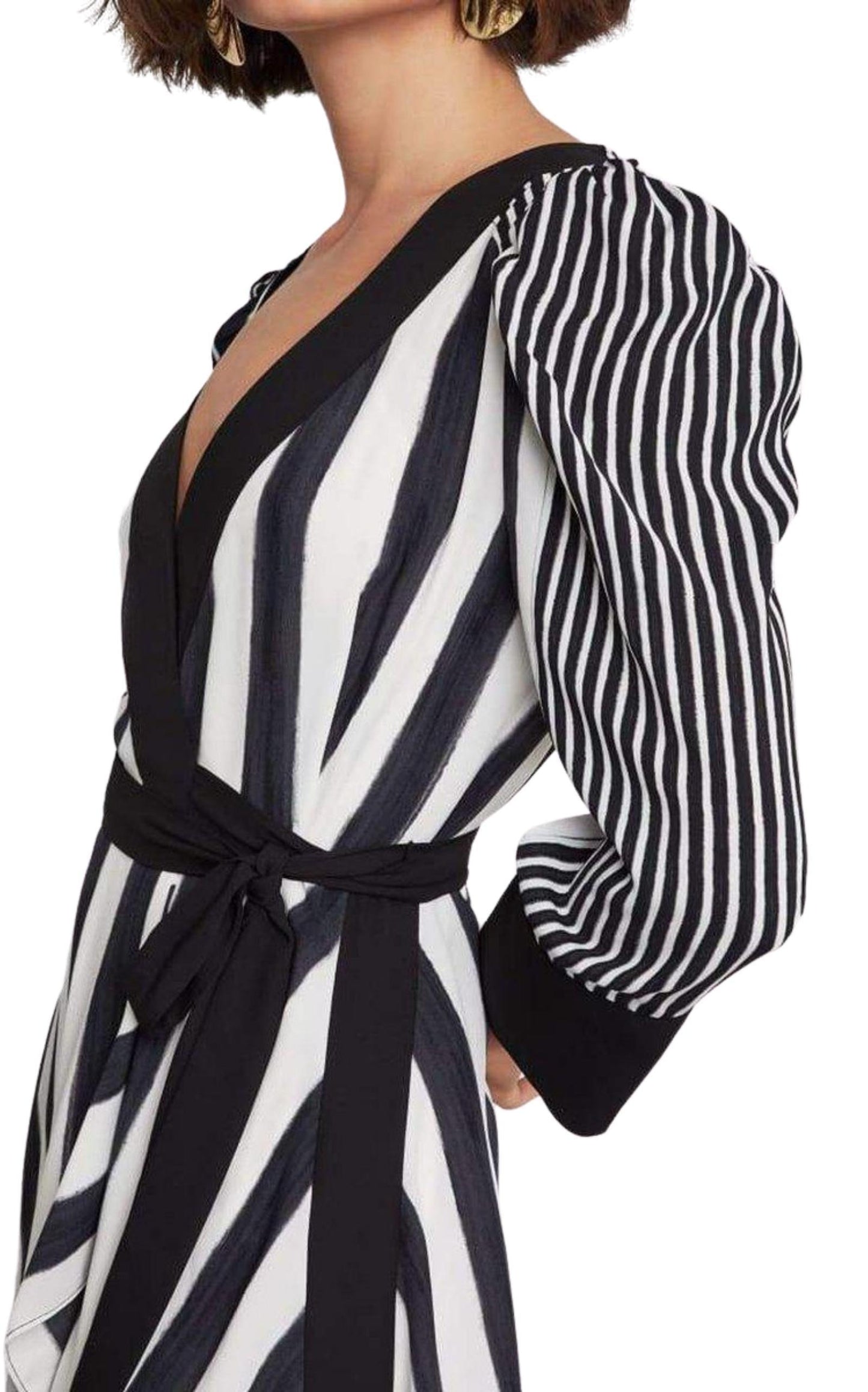  BCBGMAXAZRIACosta Stripe Faux Wrap Dress - Runway Catalog