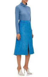  Nina RicciCotton Blend Corduroy A-Line Skirt - Runway Catalog