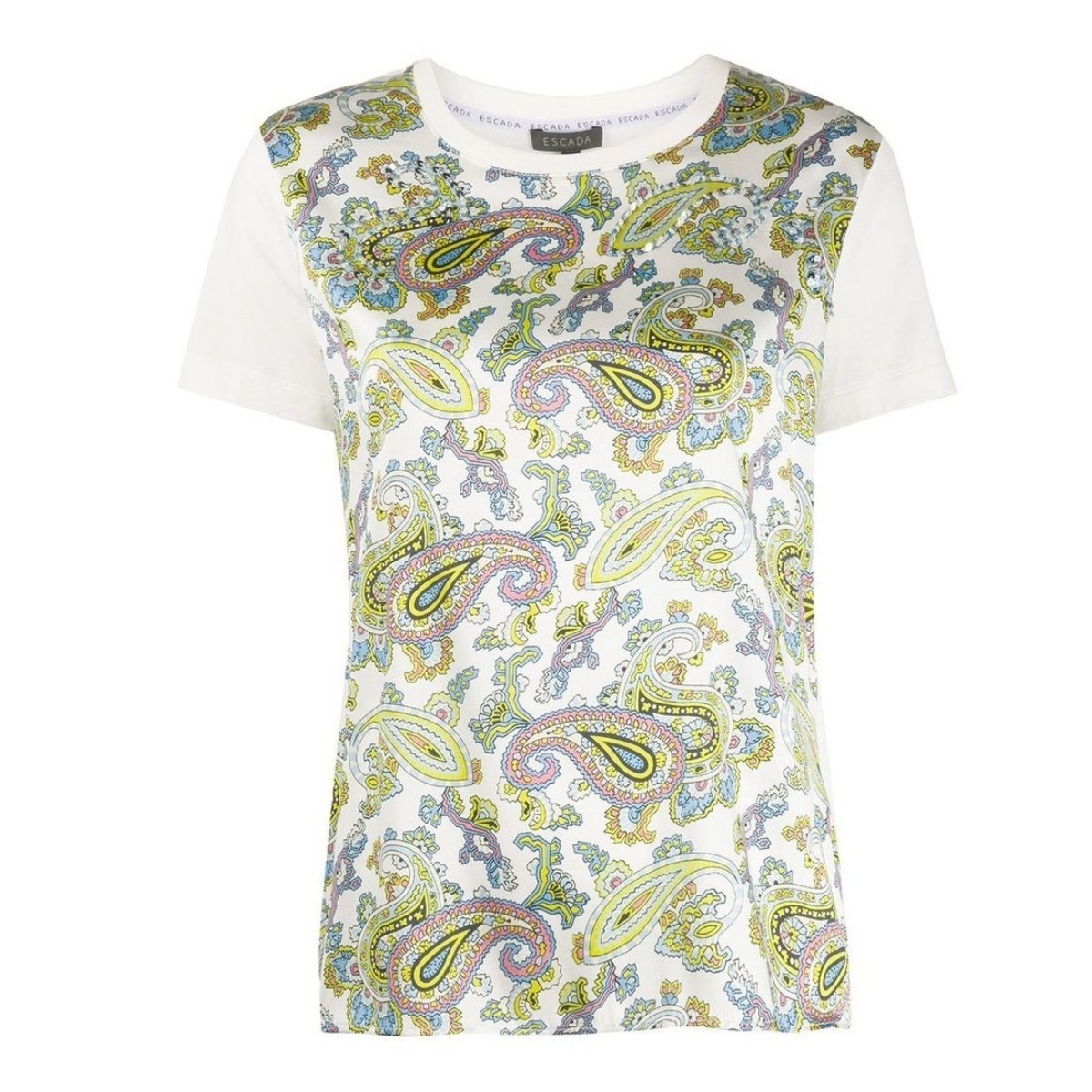 Escada-Cotton and Silk Paisley T-shirt - Runway Catalog