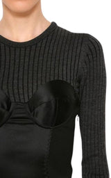  MoschinoCouture Bustier Knitted and Satin Dress - Runway Catalog