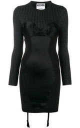  MoschinoCouture Bustier Knitted and Satin Dress - Runway Catalog