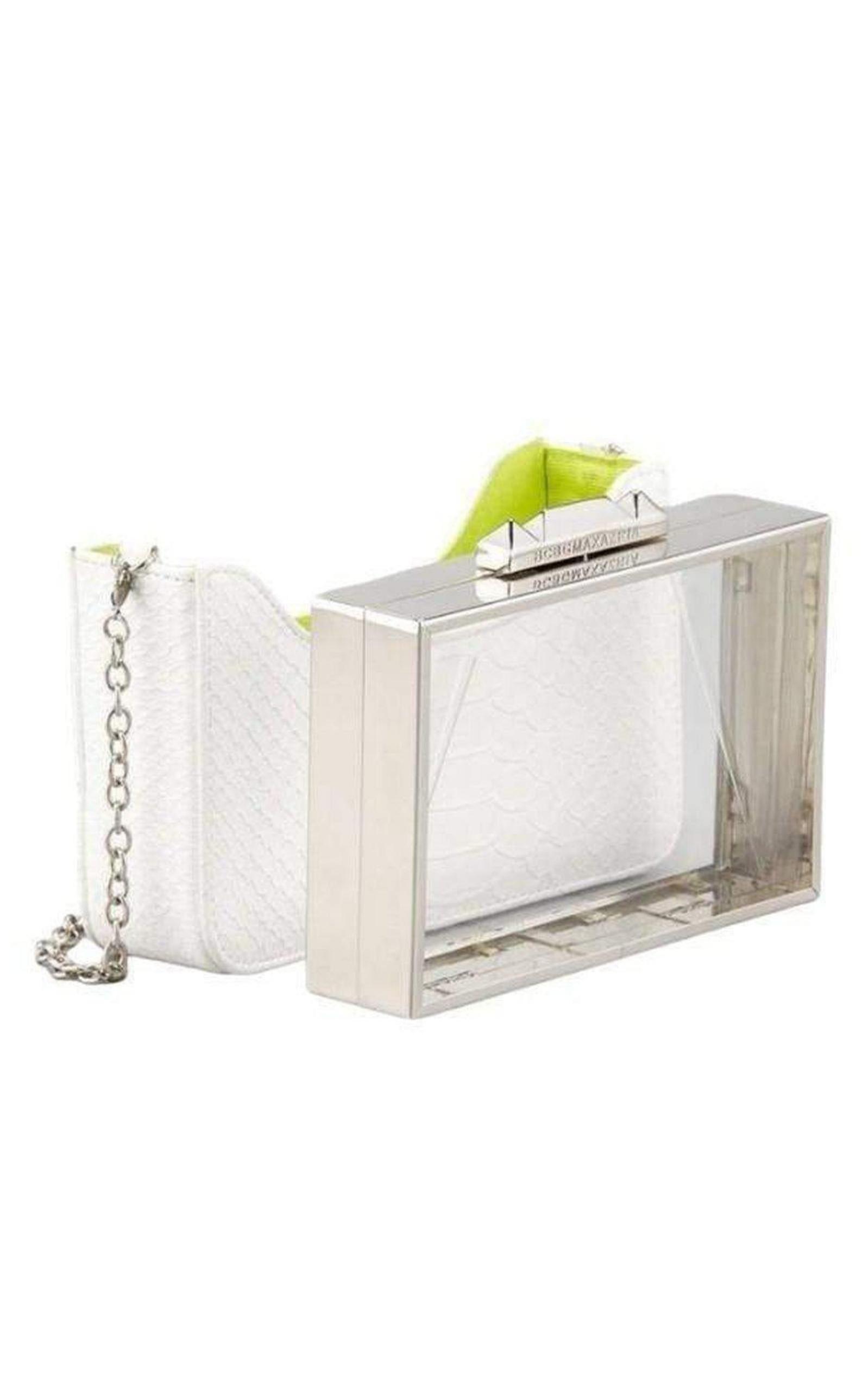  BCBGMAXAZRIACrawford Lucite White Clutch with Shell - Runway Catalog