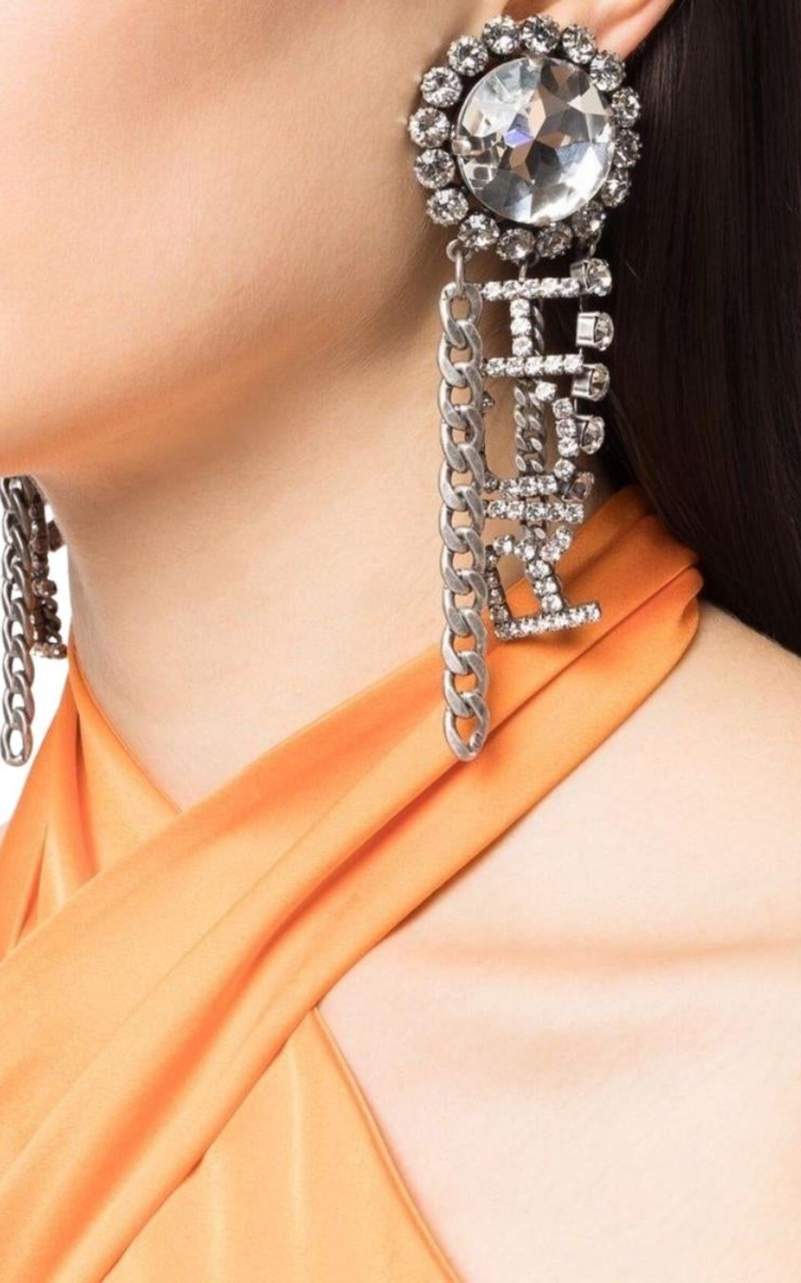  Alessandra RichCrystal Chain Earrings - Runway Catalog