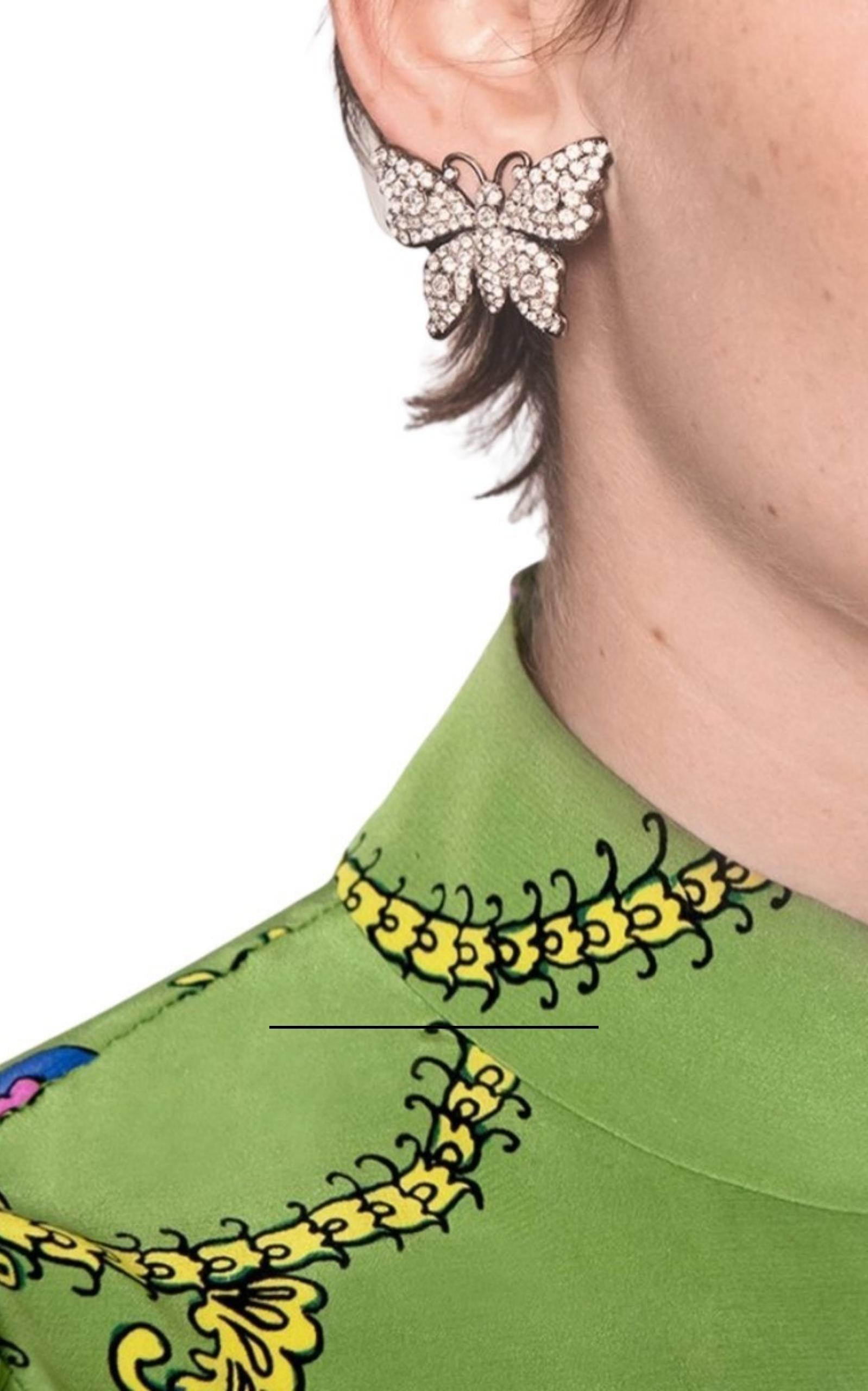  GucciCrystal Embellished Butterfly Earrings - Runway Catalog