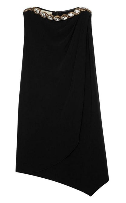 GucciCrystal Embellished Draped Jersey Shift Dress - Runway Catalog