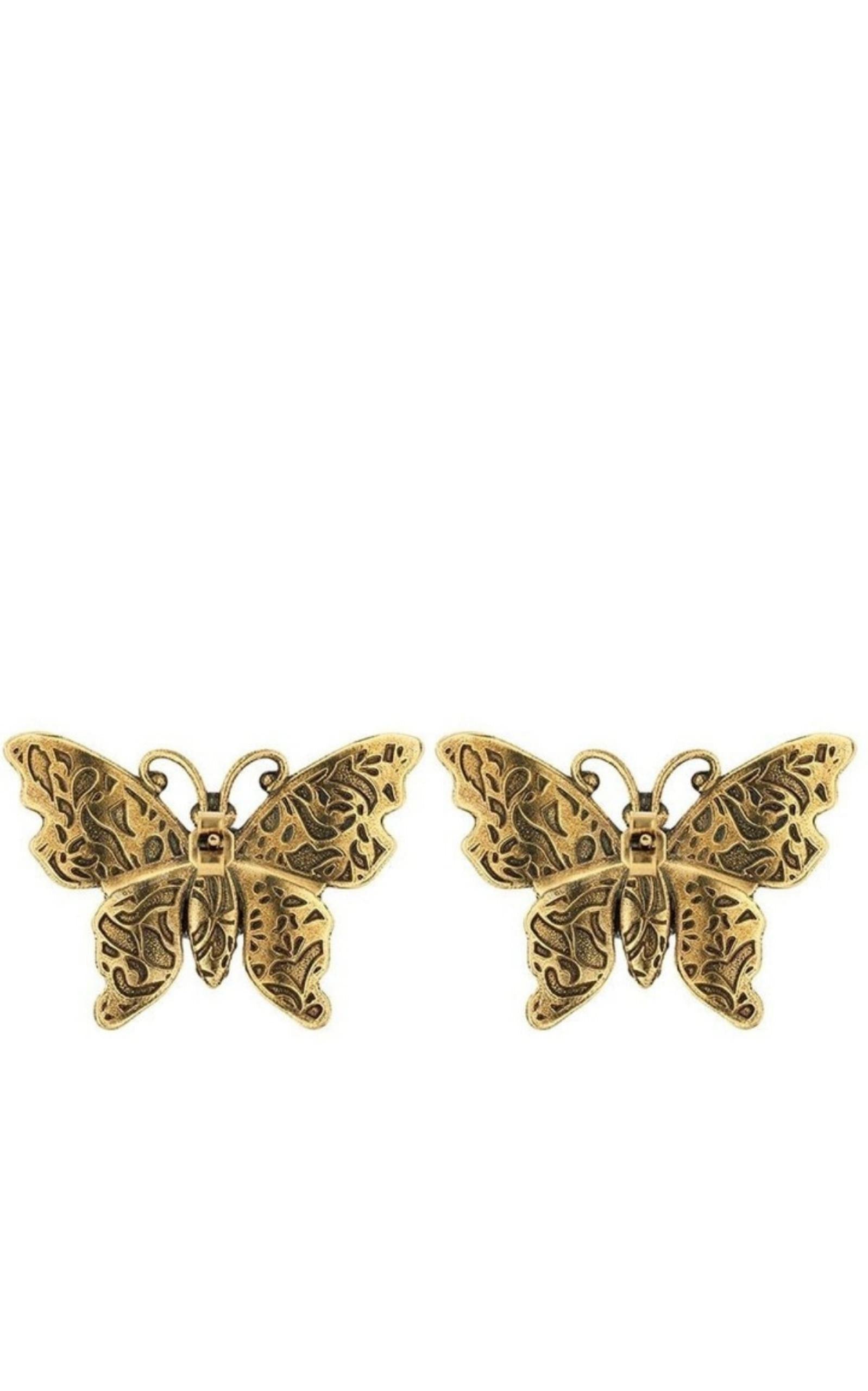 GUCCI Earrings Engraved Butterfly Motif Logo Hook Type Women's Silver | eBay
