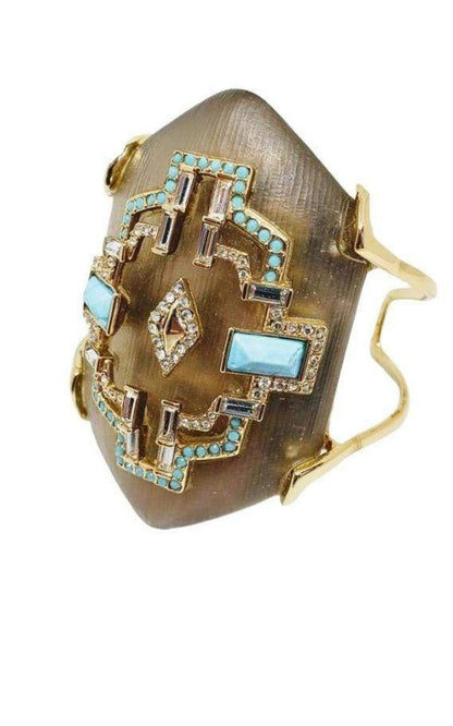  Alexis BittarCrystal and Turquoise Cuff Bracelet - Runway Catalog
