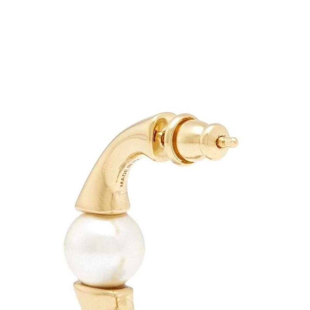  ChloeDarcey Swarovski Pearls Plated Brass Half Hoop Earrings - Runway Catalog