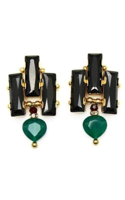  Akong LondonDeco 24K Gold Plated Green Onyx Drop Earrings - Runway Catalog