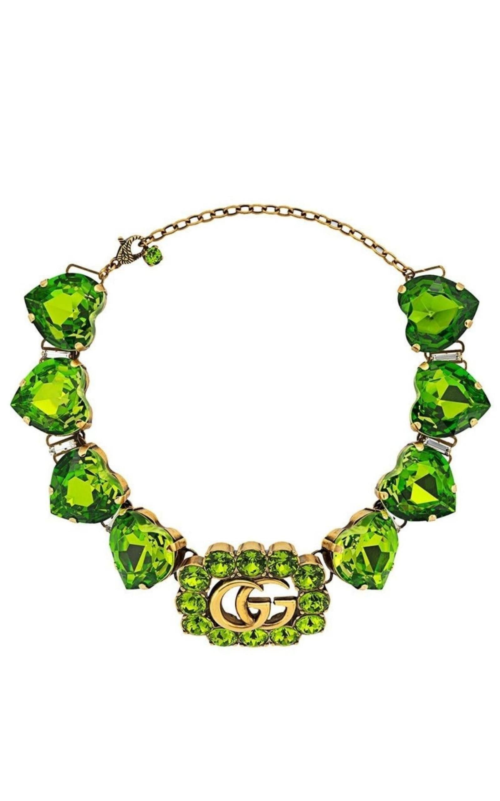  GucciDouble G Heart-crystal Necklace - Runway Catalog