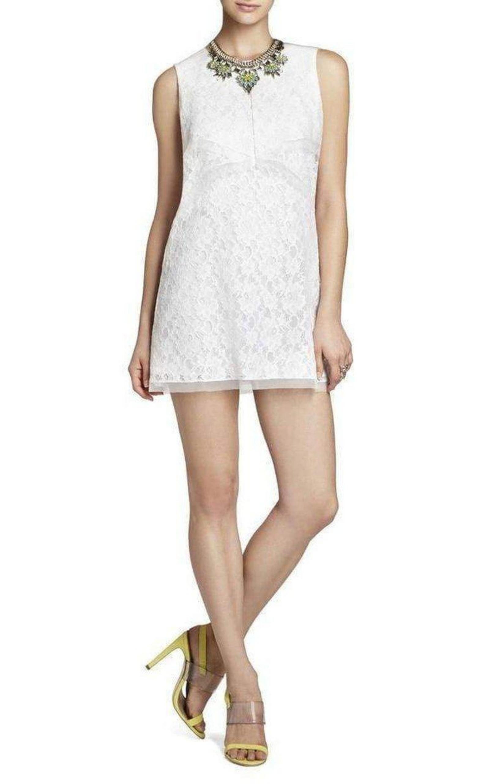 BCBGMAXAZRIA Draped Sleeveless Lace Cotton Dress Runway Catalog